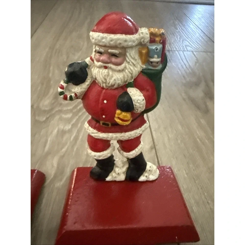 Santa Metal Christmas‎ Holiday Heavy Cast Iron Stocking Hanger Vintage